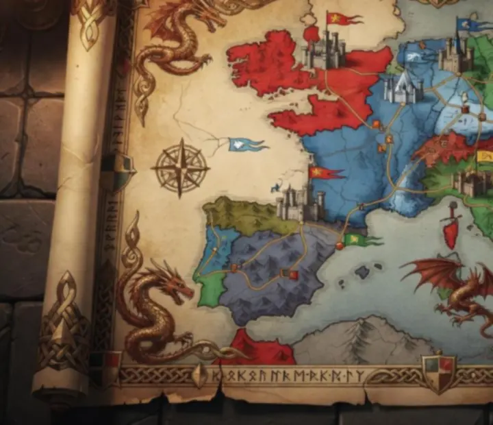 Szövetségek által ellenőrzött területek Westeros stilizált térképén