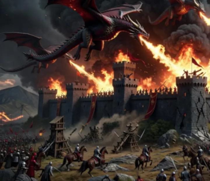 Sárkánysereg várostrom közben a Game of Thrones: Dragonfire hangulatában