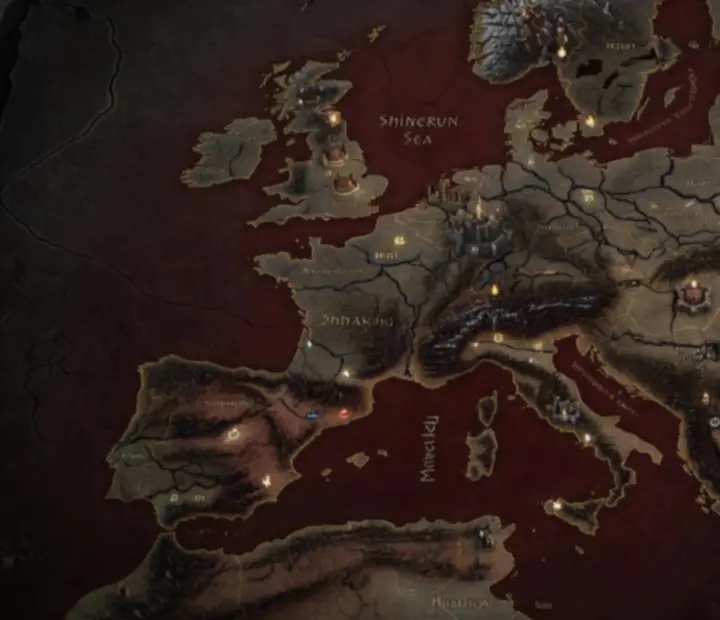 Cinematikus Westeros térkép, a Hét Királyság határaival és erődítményeivel